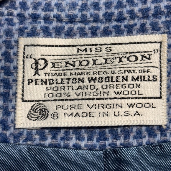 VTG Pendleton 100% Virgin Wool Blazer Jacket 16 Single Button Boxy Blue - Picture 3 of 6
